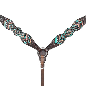 HILASON Western Horse Headstall Breast Collar Leather Brown